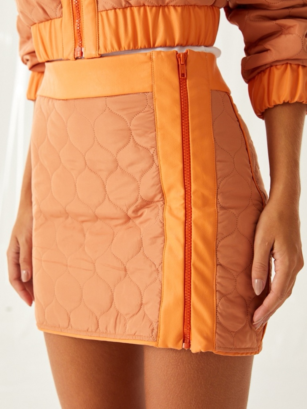 Cropped Quilted Bomber Jacket and Skirt - Set - Picture 2 of 6